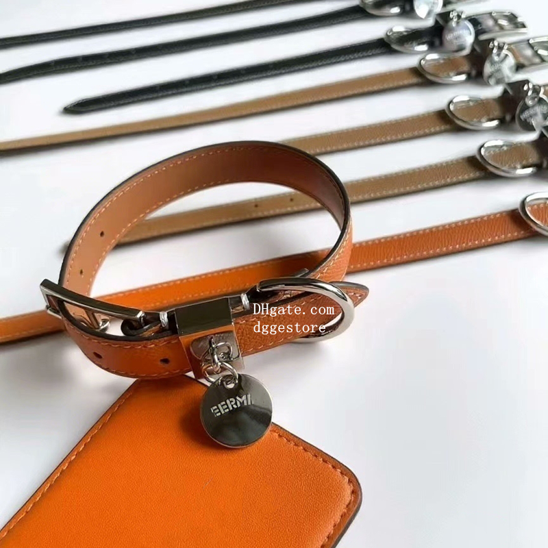 Designer Dog Collars, Luxury Cowhide Leather Pets Collar with Metal Charm, High End Hardware Accessories, Dog Necklace for Puppy Cats Fashion Dog Birthday Gift B294