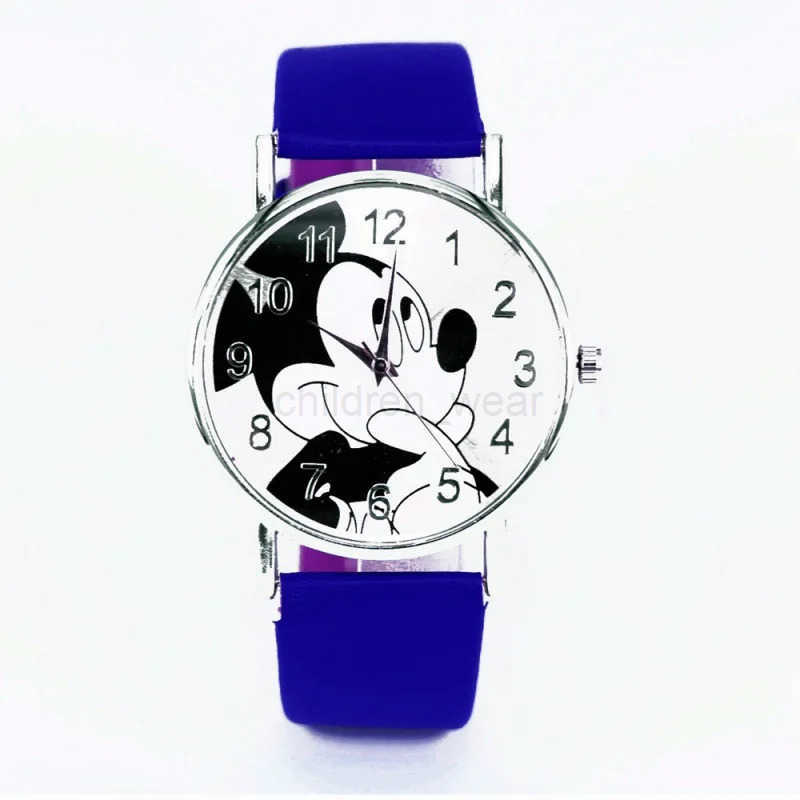 Disney Mickey Mouse Watches Boys Girls Kids Cartoon Watches Cute Schoolboy Gifts PU Belt Quartz Watches W20250716