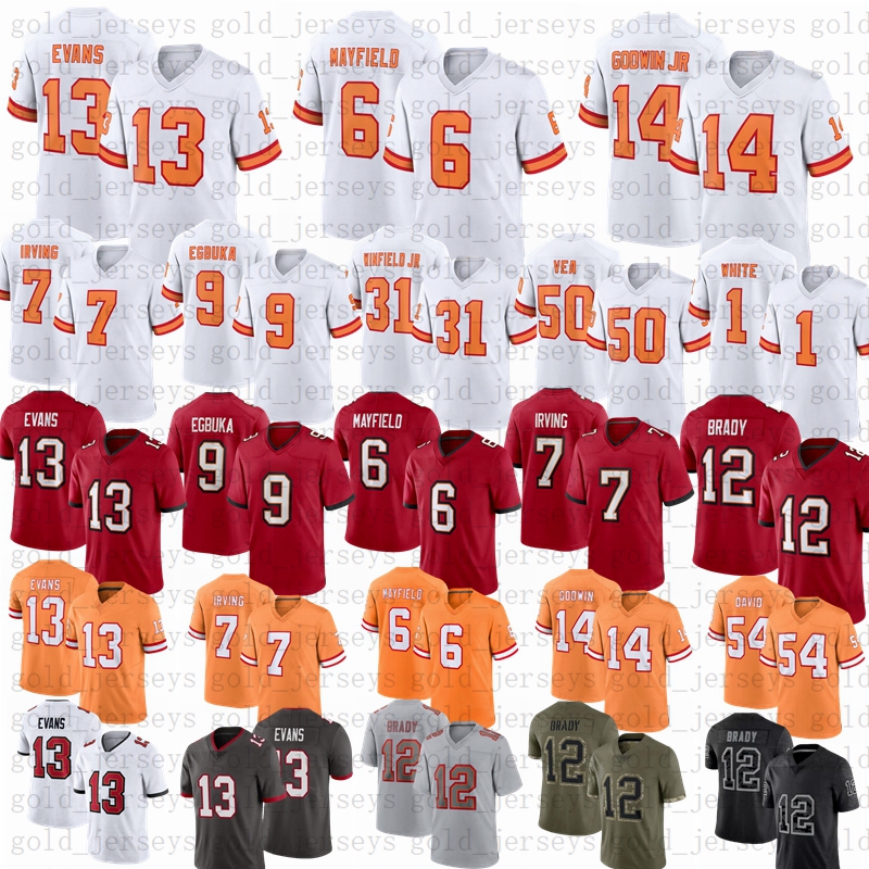 2025 New Baker Mayfield Tom Brady Mike E Football Jersey Bucky Irving 9 Emeka Egduba Godwin Brooks Antoine Winfield Jr David Vita Vea Alstott Diaby Barber