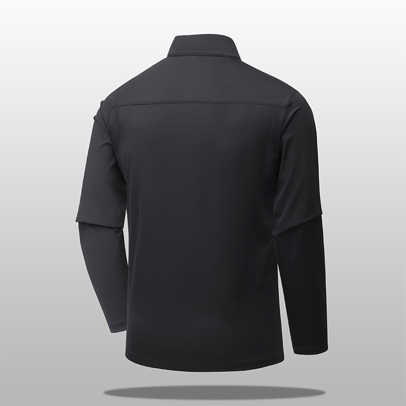 2025 Spring and Autumn Zipper Stand Collar Long Sleeve Sweatshirt Outdoor Running Quick-Dry Men's Sports T-Shirt Half Zip