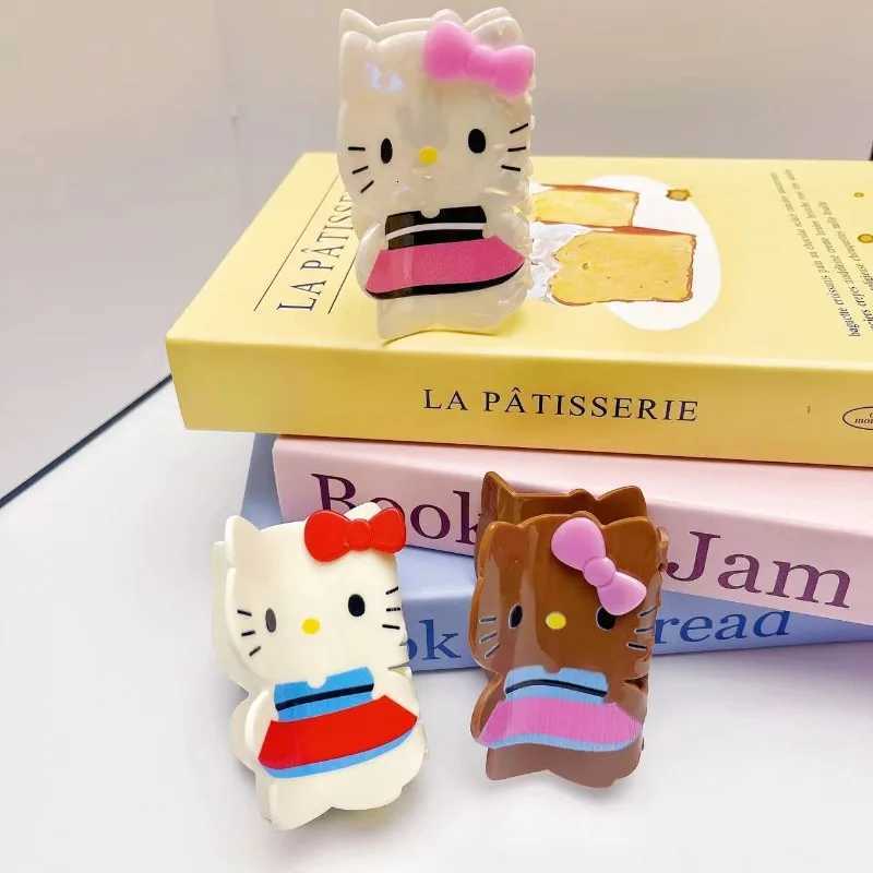 Sanrio Cartoon KT Cat Cartoon Full Body Hairpin Japanese Cute Hair Scratch Colorful Acrylic Cat Disc Hair Clip Hair Accessories for Girls w250716