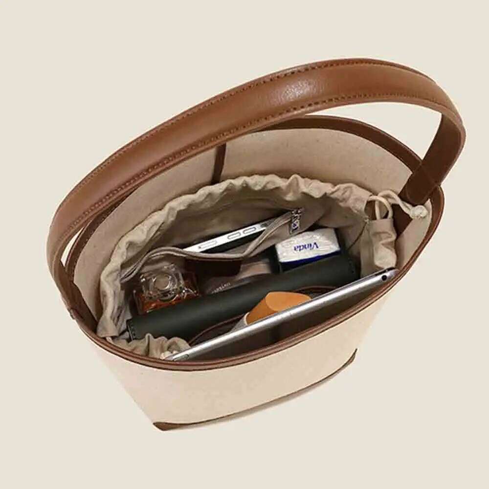 MS New 2023 Women Handbag Designer Bags Canvas Large Capacity Bucket Bag Fashion American Style Leather Casual Tote Lady