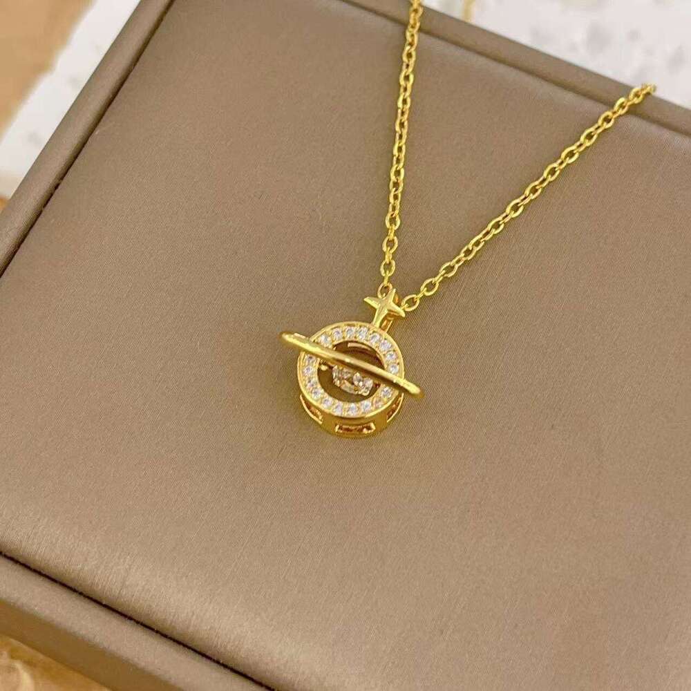 Smart Series Planet Copper Gold-Plated Necklace Niche Fashion Light High-End Clavicle Chain 8D0