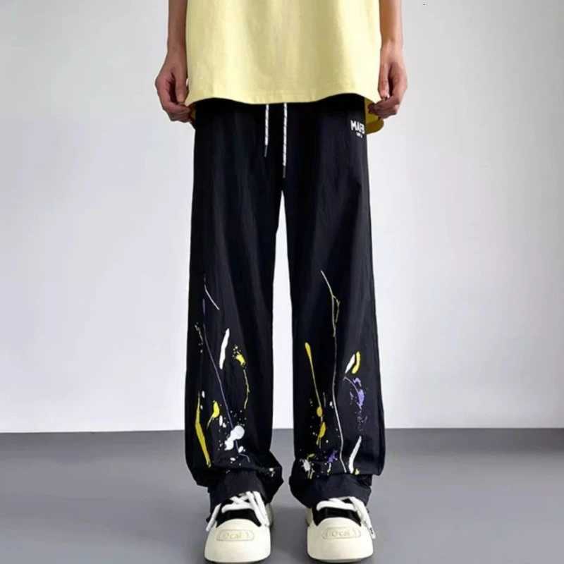 Graffiti Thin Baggy Casual Straight Pants Man Summer Low Price Stylish Original Clothing Vintage Y2k Cheap Long Trousers for Men y250716