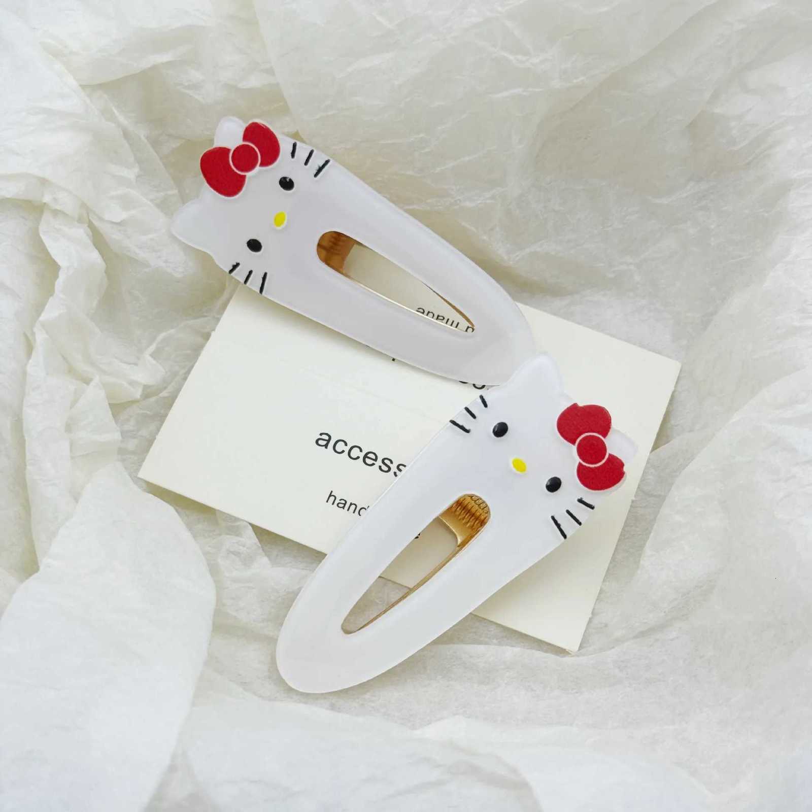 Sanrio 4pcs Sanrio Japanese Card Kitty Cat Girl Hair Clip Childrens Hair Clipw250716