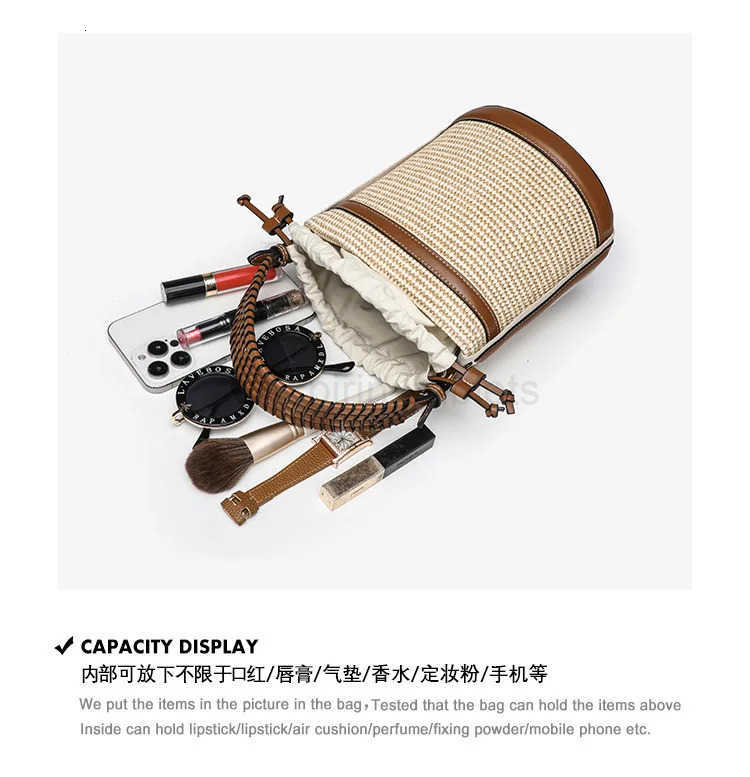 Fashion Straw Bucket Bag Weave Women Handbags Designer Paneled Shoulder Crossbody Bags Casual Summer Beach Small Tote Purse M250716