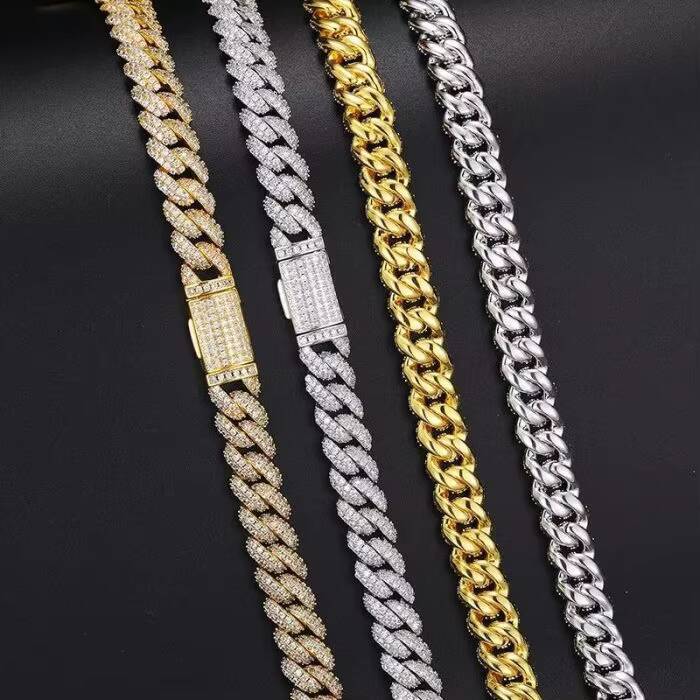 16MM Small Size Cuban Link Chain Necklace Hiphop Jewelry 925 Silver Rappers Moissanite Cuban Chain