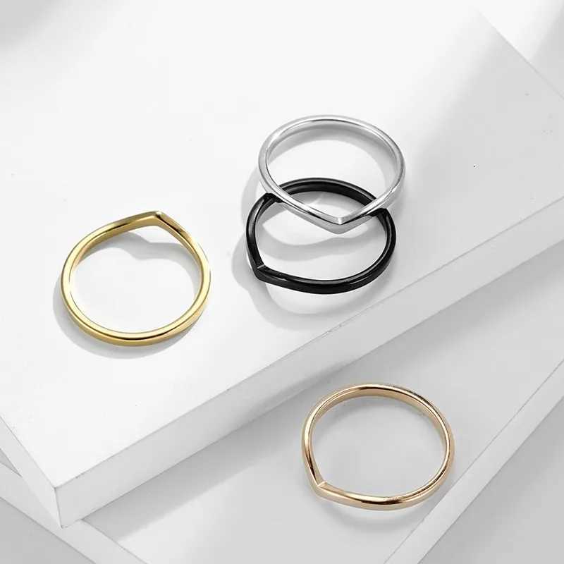 2mm Thin V Shape Stackable Ring Stainless Steel Plain Polished Band for Women Girl Size 5-10 S250716