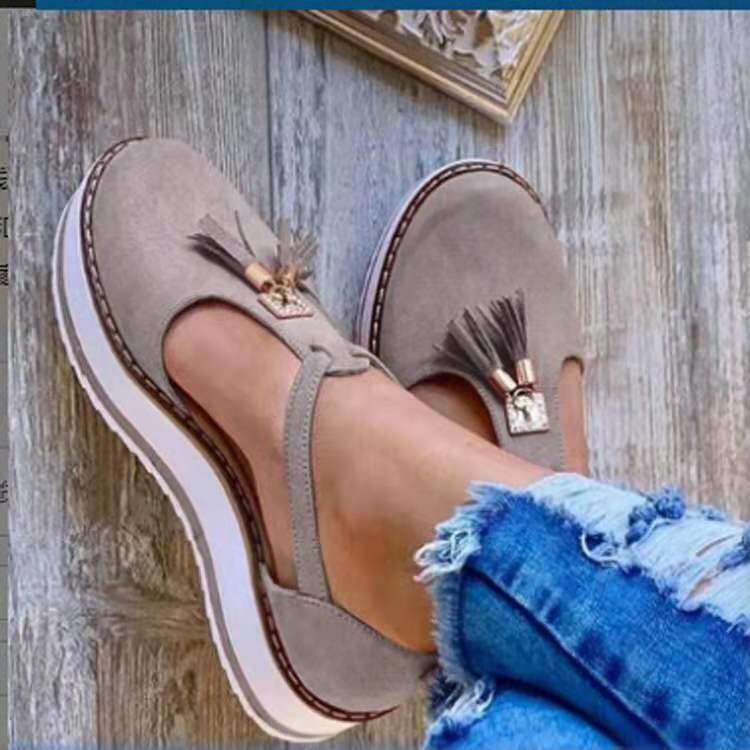 2024 Summer New Women's Shoes Tassel Thick Sole Large Size Cross Jing Sandals