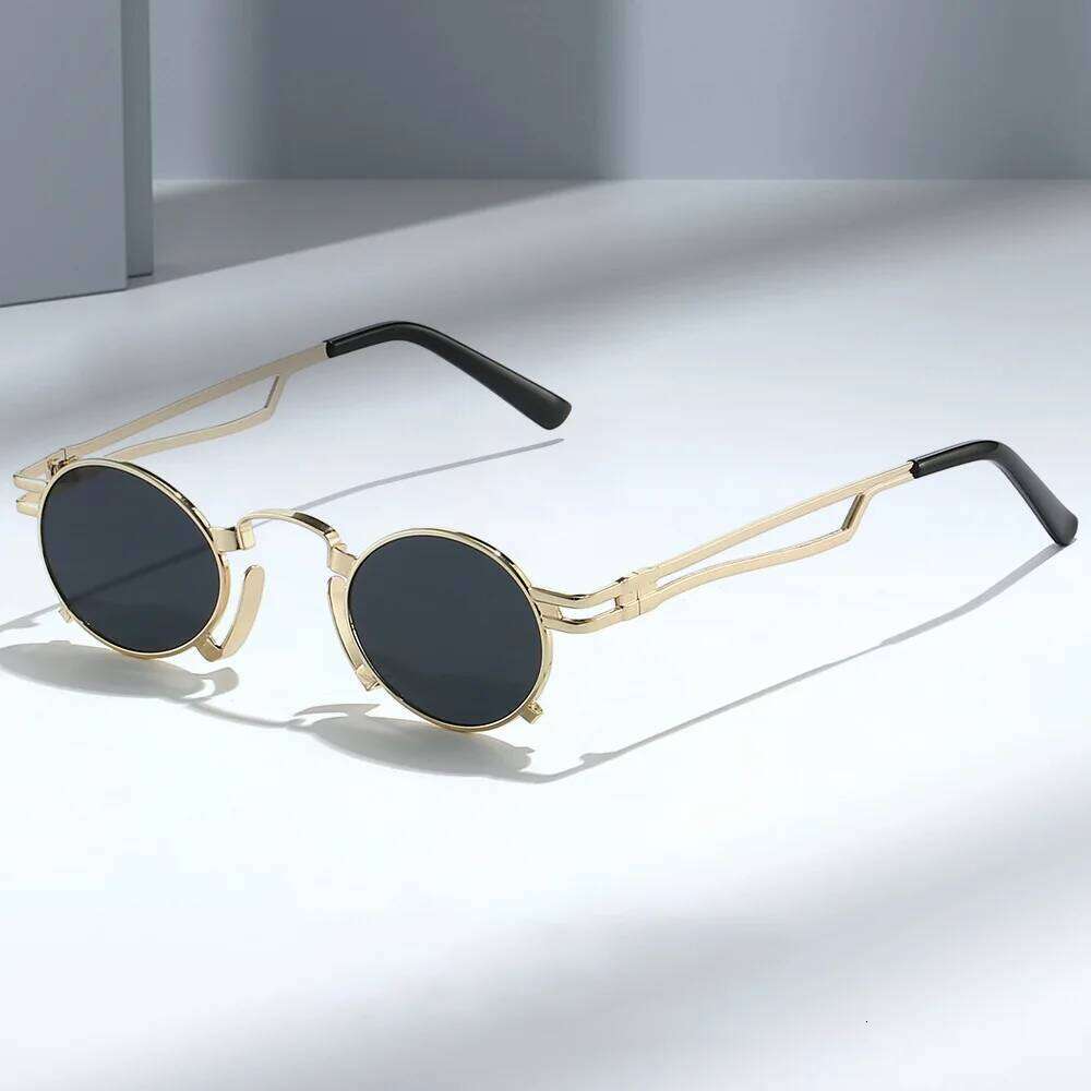 Fashion Women's Round Steampunk Sunglasses Men Unsiex Design Black Sun Glasses Punk Ladies Vintage Shades Eyewear UV Protection
