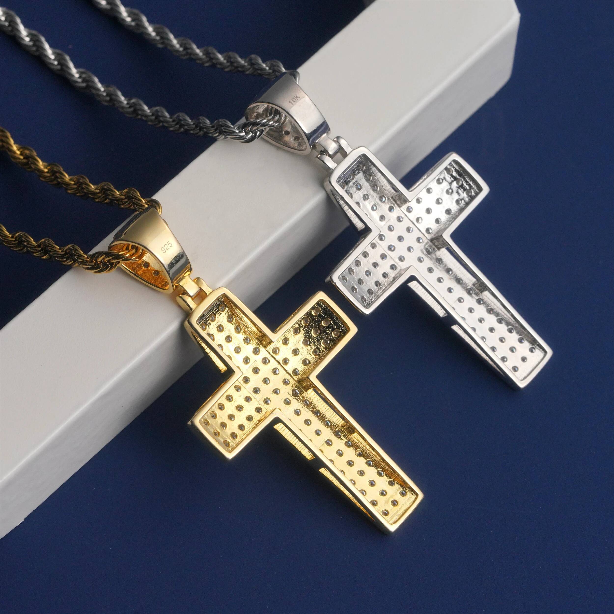 Hip Hop Jewelry 925 Sterling Silver Cross Moissanite Pendants GRA certification Suitable for 3mm Tennis Cha
