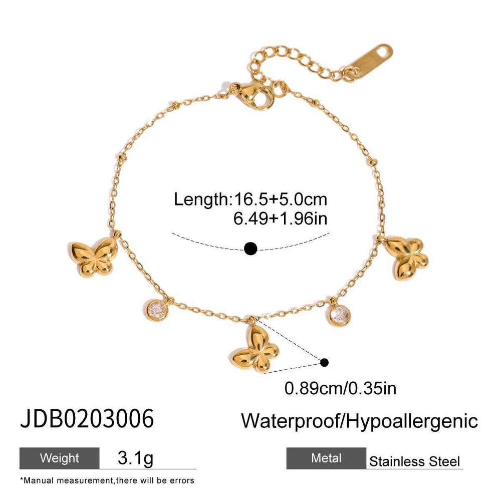 Wanxing Stainless Zircon Bracelet Light High-end Feel Heart Butterfly Titanium Steel Niche Design Jewelry