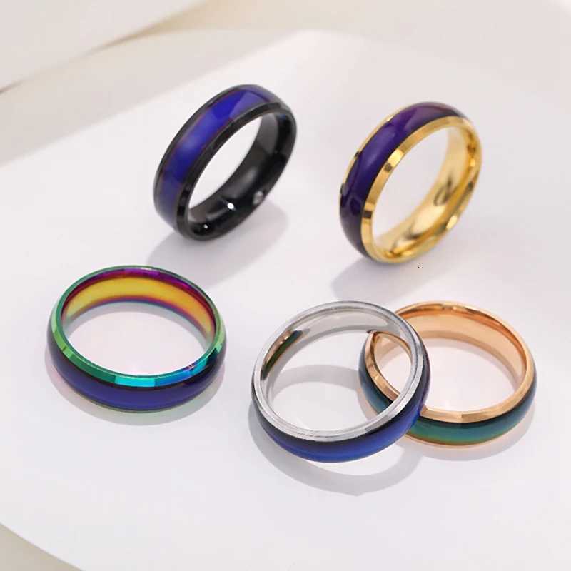 6mm Unisex Changing Color Rings for Women Stainless Steel Mood Feeling Tracker Ring for Men Novelty Jewelry for Gift Party WC039 S250716