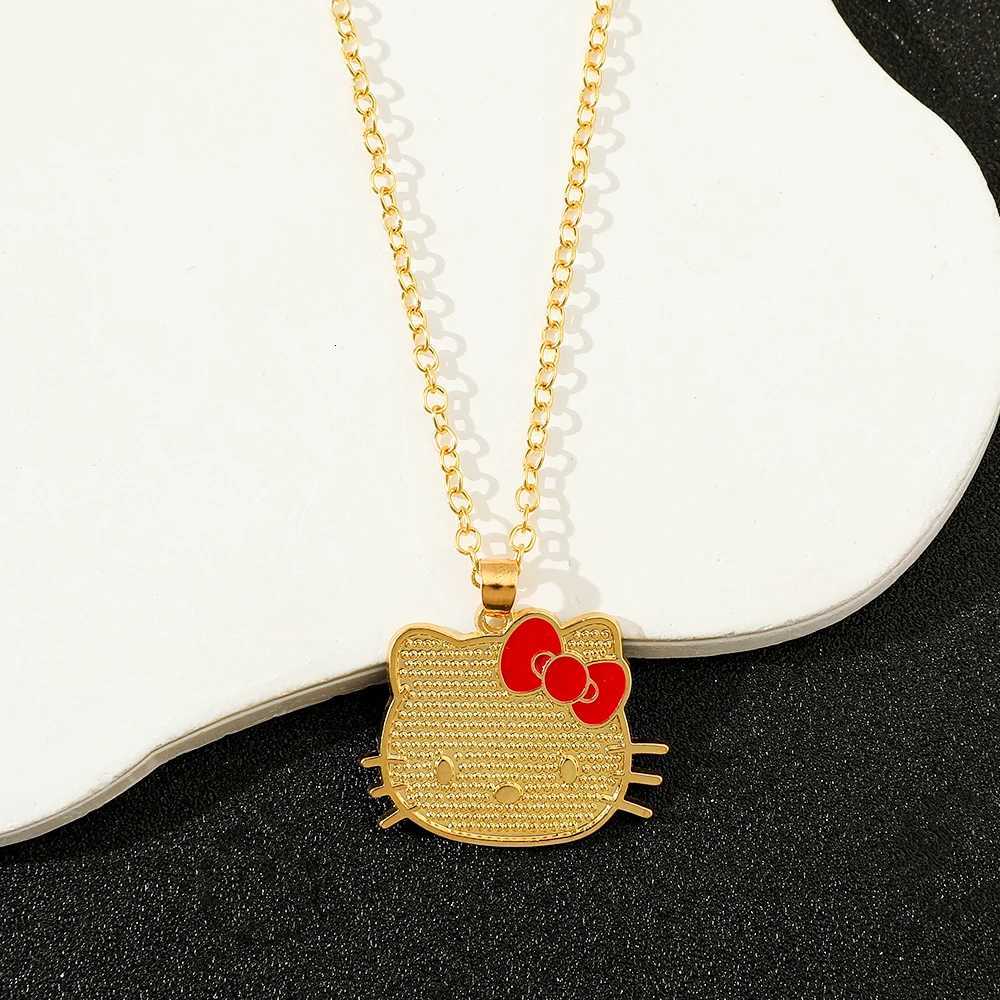Sanrio Animation Peripherals Characters Hello Kitty Peripheral Golden Pendant Necklace Kawaii Jewelry Accessories Birthday Gift w250716