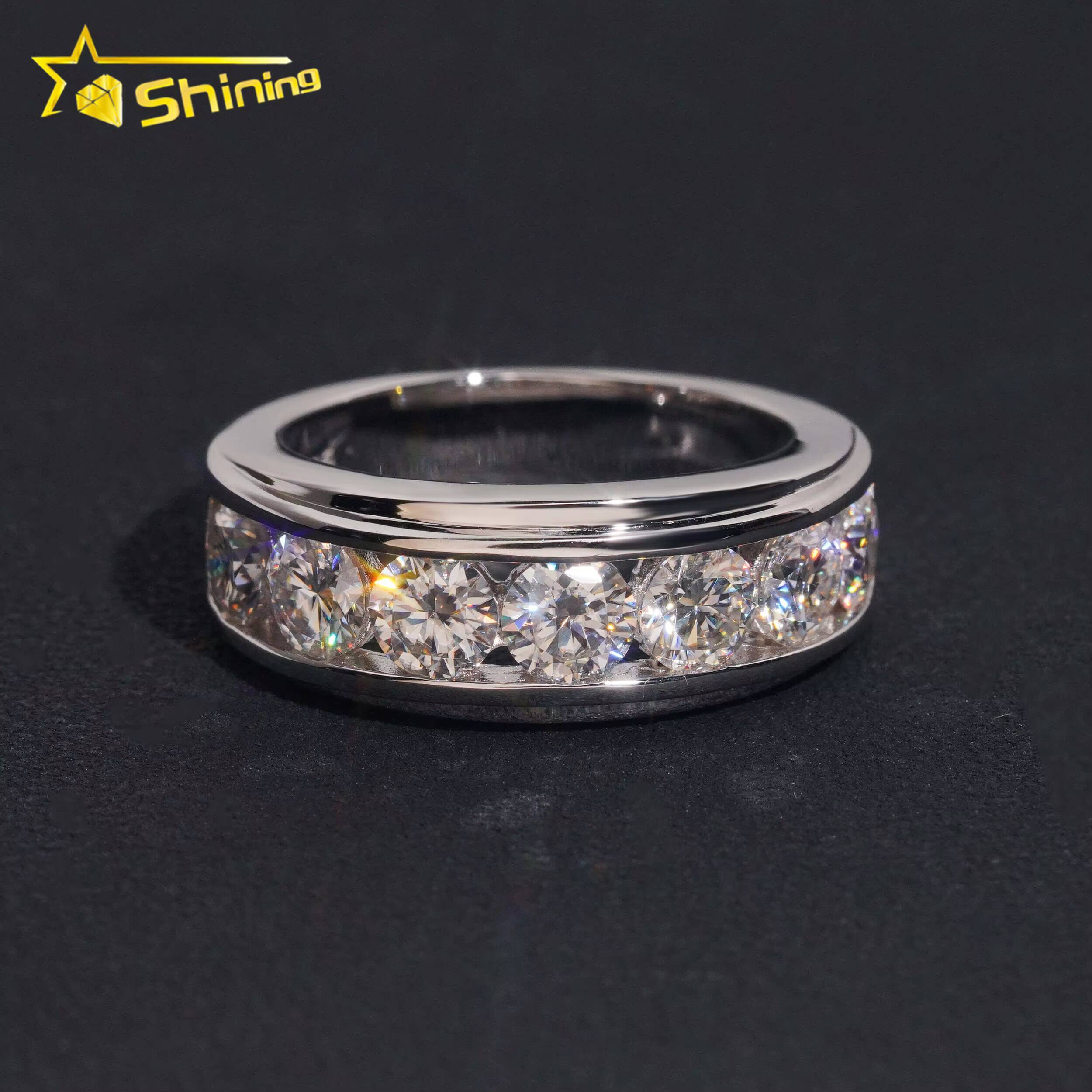 New Design GRA Certificate High Quality 925 Silver Fine Jewelry Hip Hop Eternity Ring Moissanite Mens Iced Out Ring