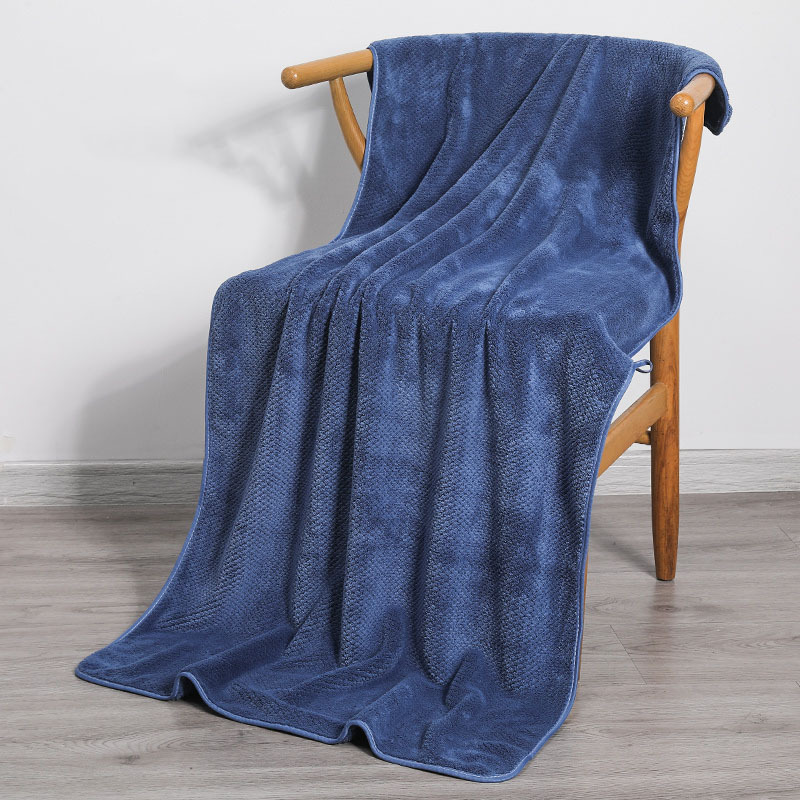 2Piece Premium coral fleece bath towel pineapple grid large bath towel thickened beach towel absorbent household adult