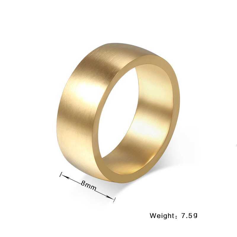 QianBei 8mm Classic Wide Chunky Ring for Men Gold Color Silver Color Black Stainless Steel Male Ring Alliance Wedding Jewelry S250716