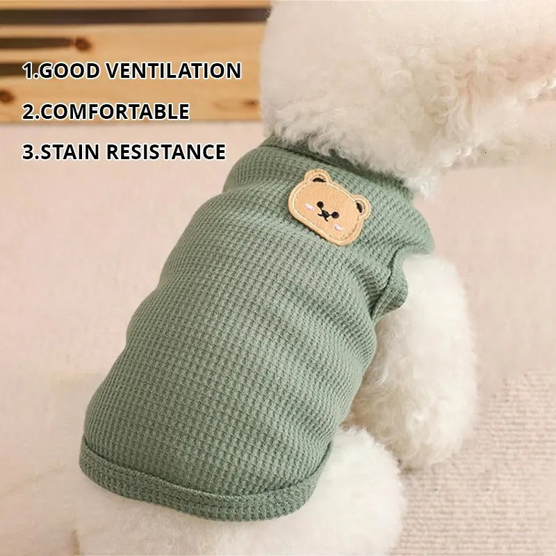 1pc Green Bear Vest Pet Dog Clothes Cat Solid Tshirt Clothing Dogs Thin Small Fashion Chihuahua Summer Breathable 250711