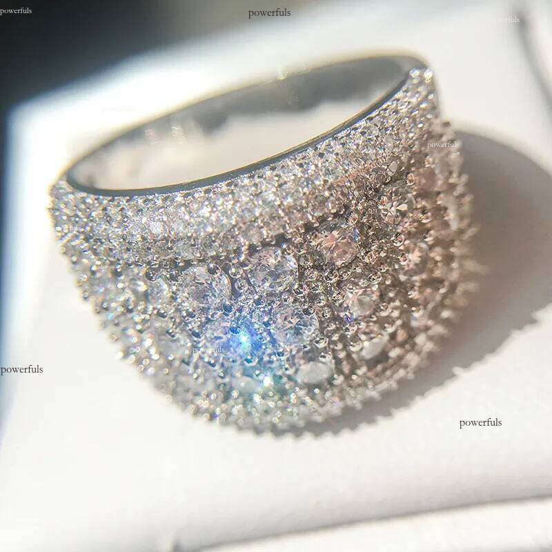 Ins Top Sell Drop Ship Wedding Rings Jewelry Sterling Sier Fill Full Round 5A Cubic Zircon CZ Dia Gemstones Party Women Engagement Band Finger Ring
