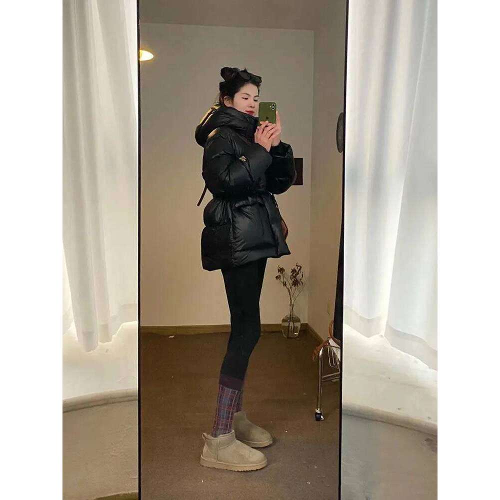 2023 New Korean Black Gold 90% White Duck Jacket Women Winter Warm Thicken Hooded Coats Loose Casual Female Down Outerwear
