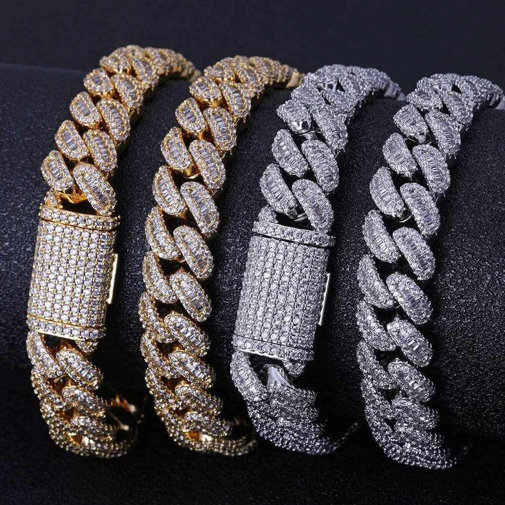 925 Sterling Silver 12mm D color VVS Moissanite Chain Iced Out Diamond Cuban Link Chain Necklace for Men Women