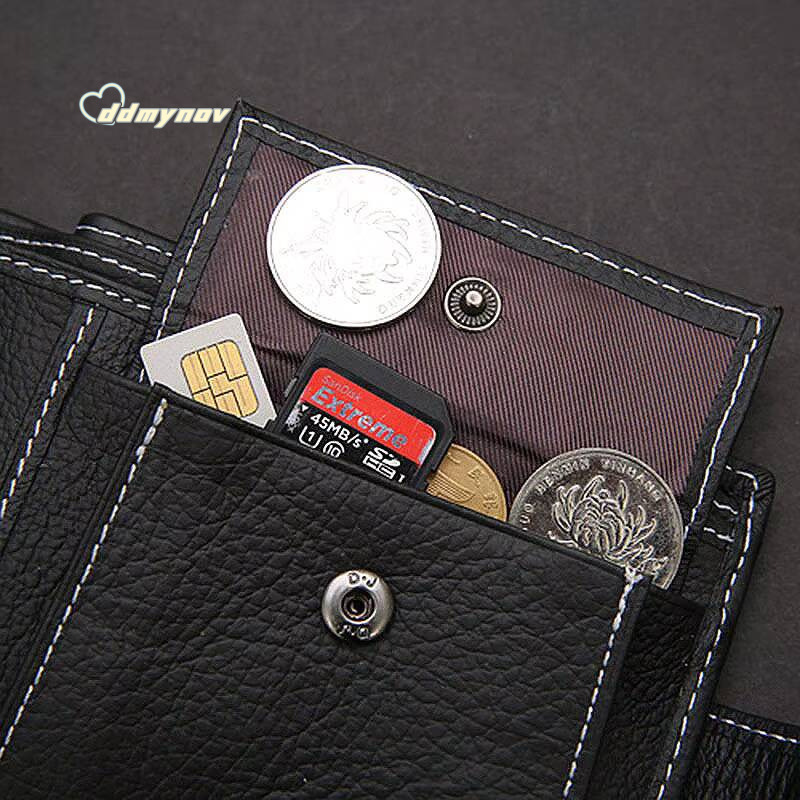 JINBAOLAI Retro Men Wallets Genuine Leather Card Horder Short Zipper Buckle Male Coin Pocket Photo Holder Mens Wallet ddmynov