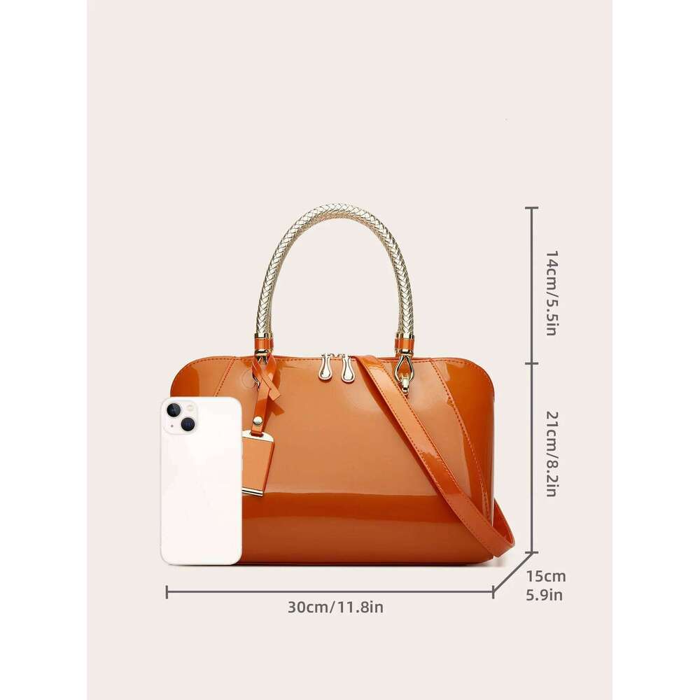 New Patent Leather Boston women's Europe retro Style texture Tote ladies handbag shoulder crossbody bag women