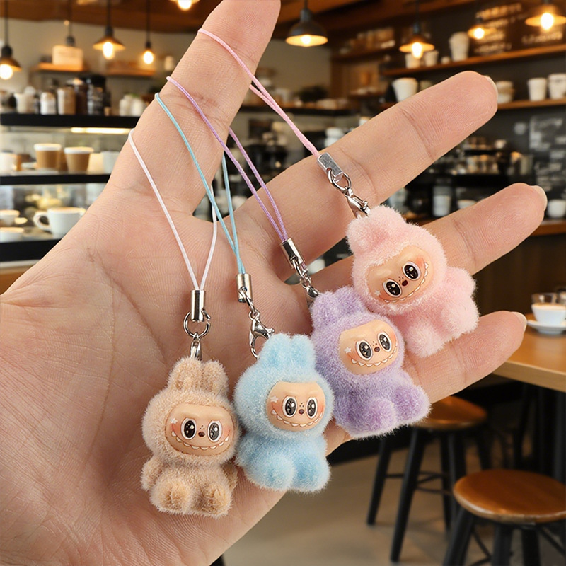Labubu Plush Keychain Pendant, Plush Fabric Figurine Bag Decoration, Creative Small Gift Pendant Hj