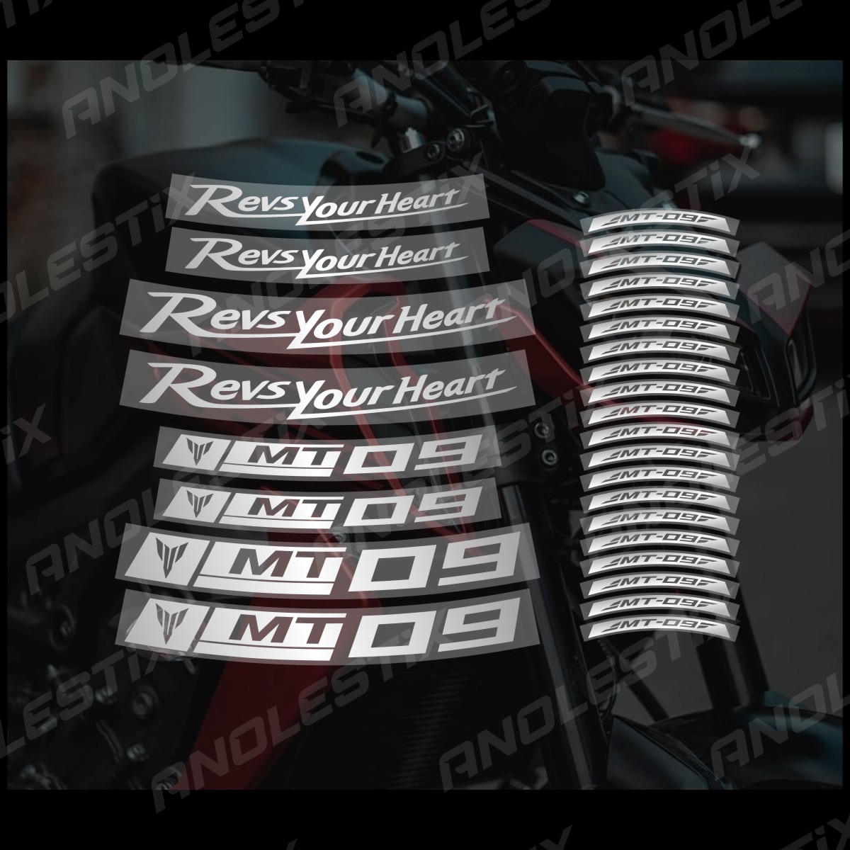AnoleStix Customized Reflective Motorcycle Wheel Sticker Hub Decal Rim Stripe Tape For YAMAHA MT-09 MT09