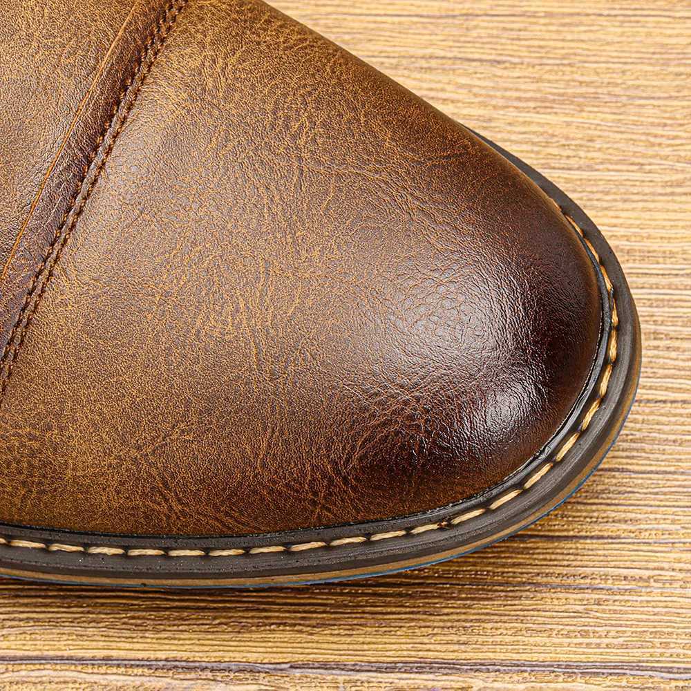 2025 Retro Mens Casual Derby Shoes Fashion Leather Footwear New Style Mens Slip-On Comfortable Men Shoes W250716