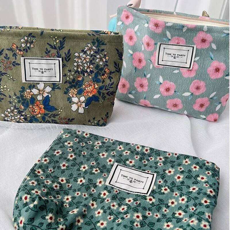 Corduroy Makeup Organizer Clutch Retro Print Cosmetic Bag Wash Women Travel Make Up Pouch Beauty Toilet Storage Cases X250716