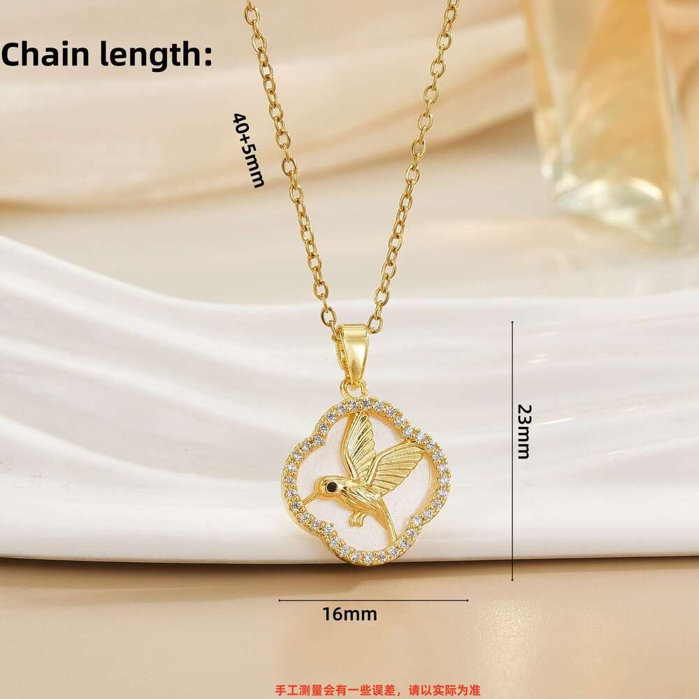 New Style Exquisite White Shell Bird Necklace For Women, Light Niche High-End Titanium Steel Collarbone Chain Jewelry 0E2