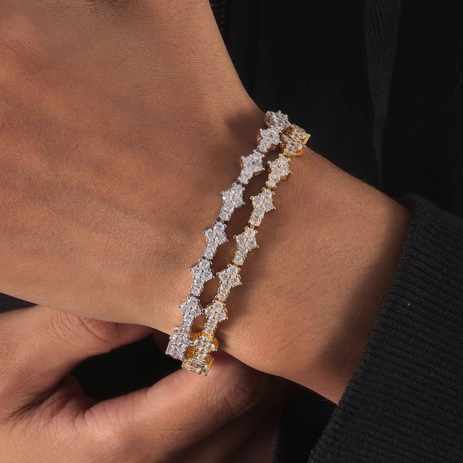 Mens Womens Wedding Honeycomb Charms Bracelet New Arrival Classic Flower Tennis Bracelet Rhodium Plated Bangles