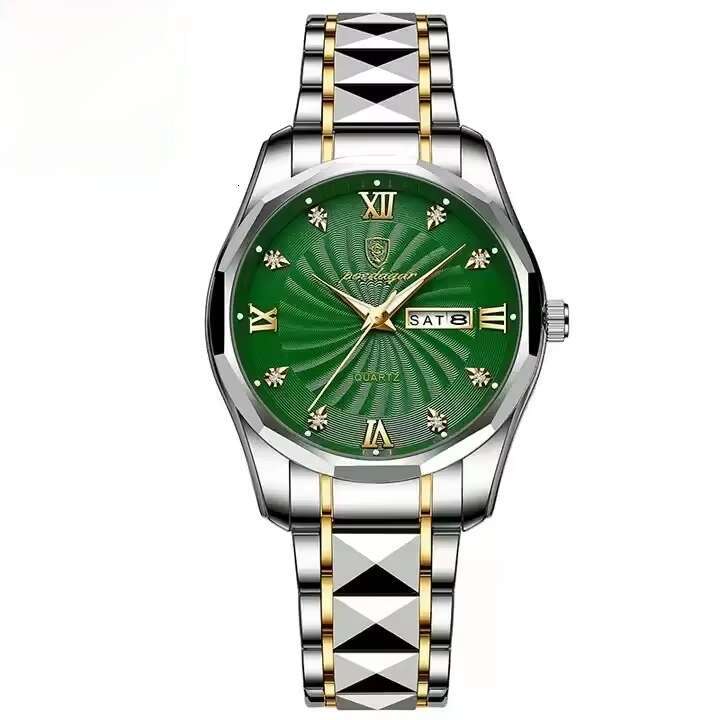 DHwatches Men's Tungsten Steel Watch - 50M Waterproof Business Quartz Wristwatch with Day & Date, Luminous (Model 980)