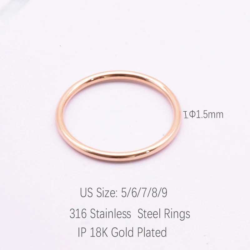 316 Stainless Steel Rounded Thin Rings Women Girls Small Circle Ring Jewelry 1.5mm Rose Gold Silver Color Size 4 5 6 7 8 9 10 11 S250716