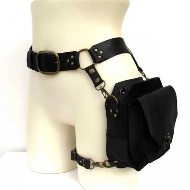 Punk PU Square Waist Bag Casual Small Square Hip Packs For womens Crossbody Cross Multi-function Outdoor Leg Phone Pouch