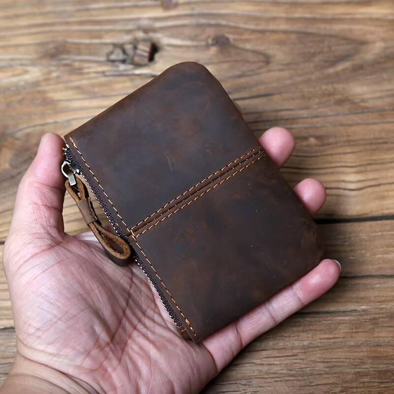 Mini Mens Coin Wallet Retro Leisure First Layer Cowhide Ladys Change Purse Crazy Horse Leather Credit Card Bag ddmynov