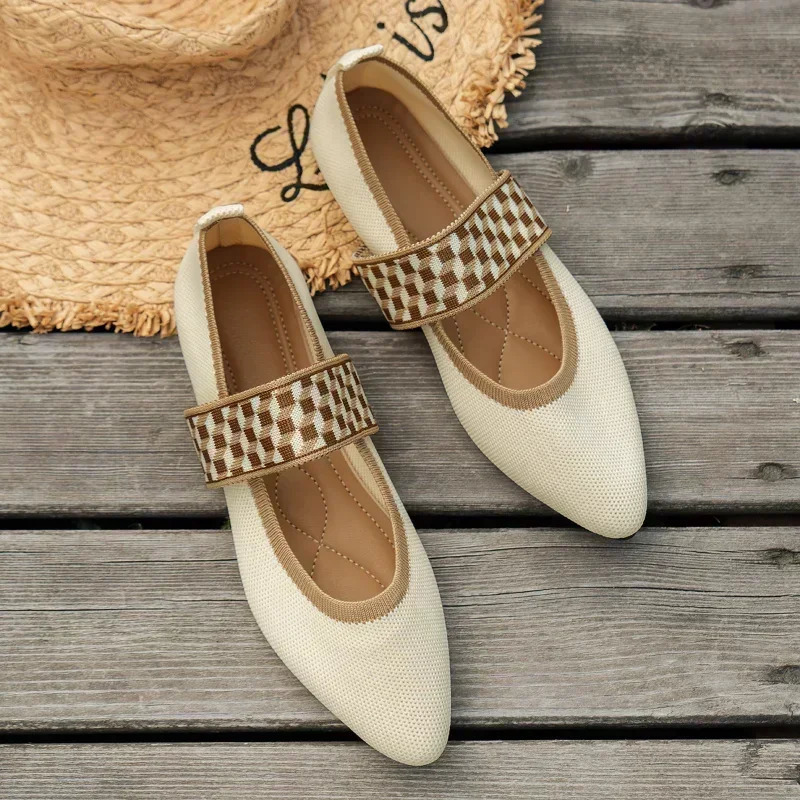 Womens Summer Fashion Elastic Strap Comfortable Non-Slip Flat Shoes for Daily Outing Casual Low-top Shoes 250712