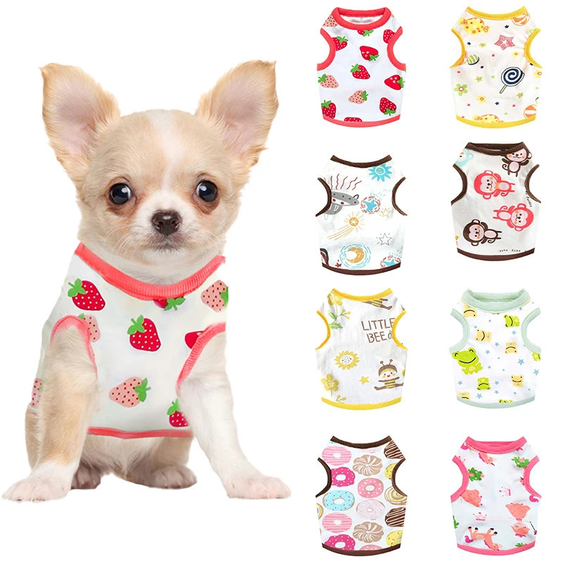 Summer Dog Vest Cute Cartoon Print Breathable Thin TShirt for Small Medium Fashion Chihuahua Yorkshire Pet Clothes 250711