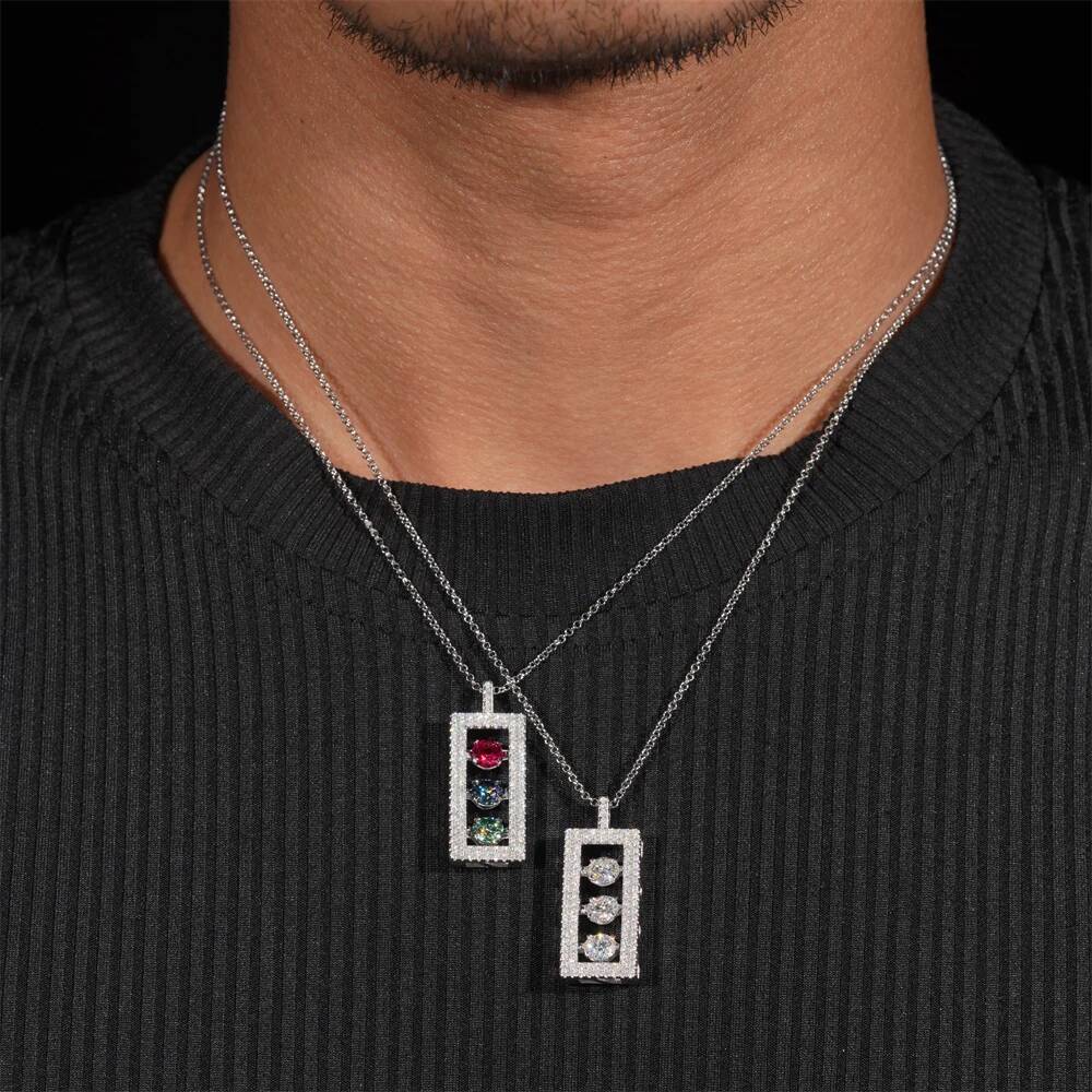 Colored Moissanite Pendant 925 Silver Hip Hop Jewelry With Certificate Not Suitable For Tennis Chains