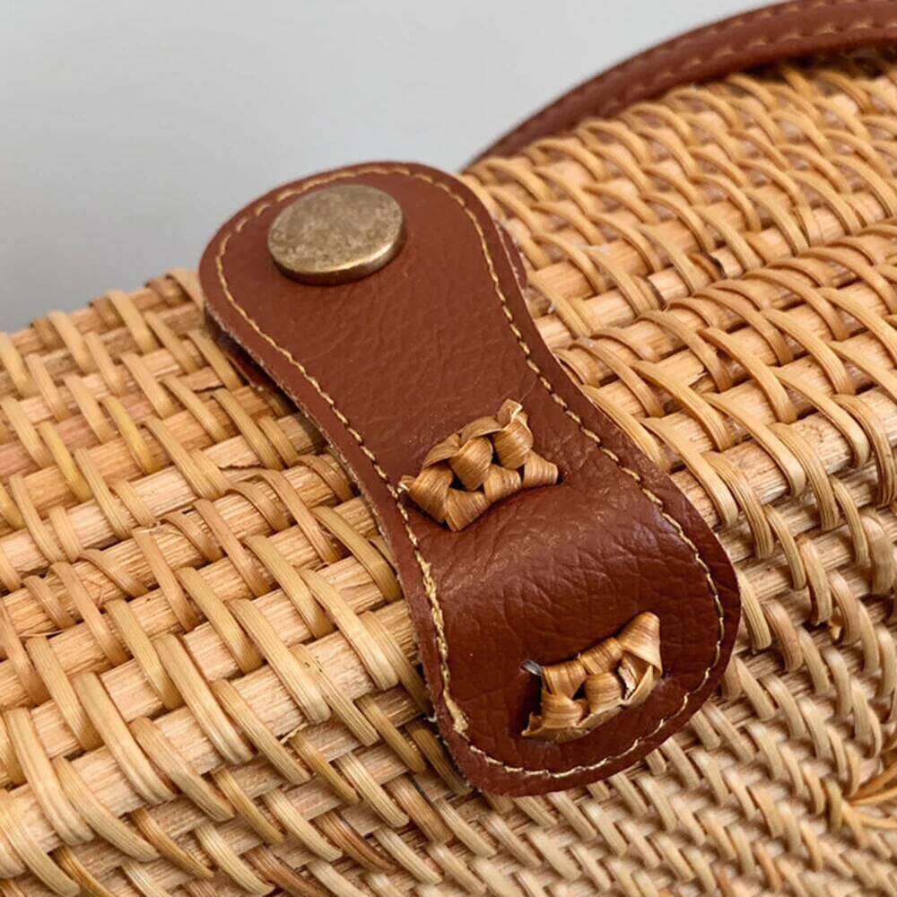 Handwoven Crossbody Bag Adjustable Strap Rattan Women Handbags Large-Capacity Portable Durable Storage For Ladies Shopping Trip