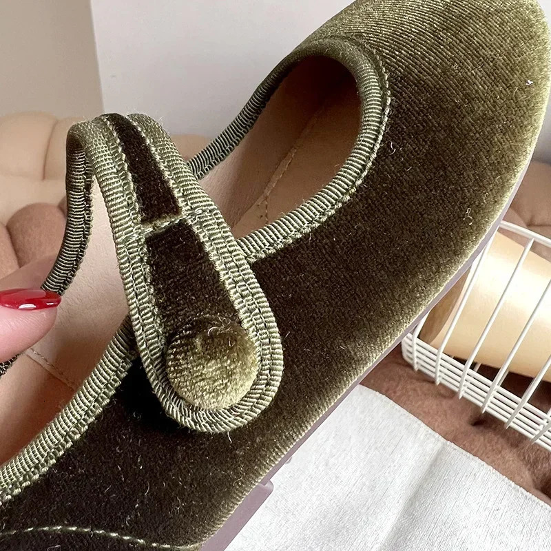 HoneyCherry Princess Shoes Sweet Velvet Wrapped Solid Colour Dance Shoes Cloth Shoes 250712