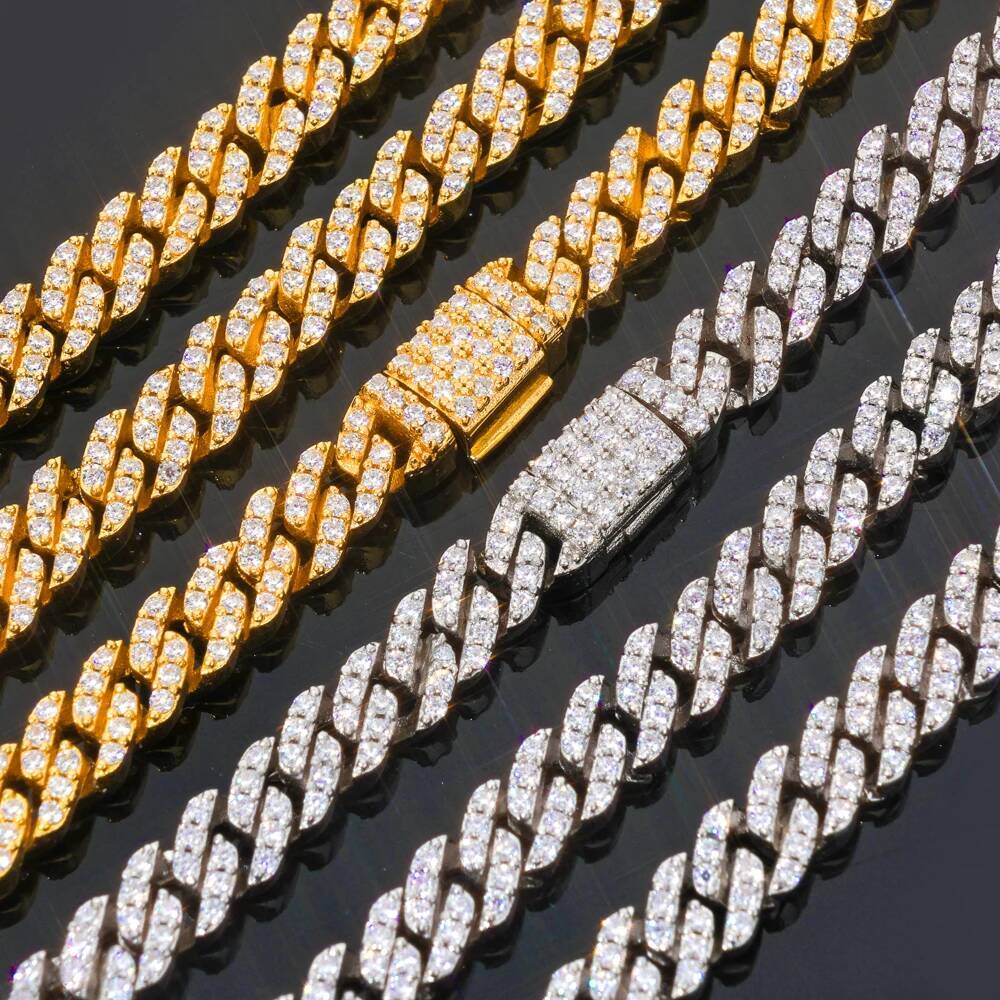 ESKEEM 5mm Moissanite Cuban Link Chain Pass Diamond Test 925 Sterling Silver VVS Diamond Iced Out Necklace Women Hip Hop Jewelry
