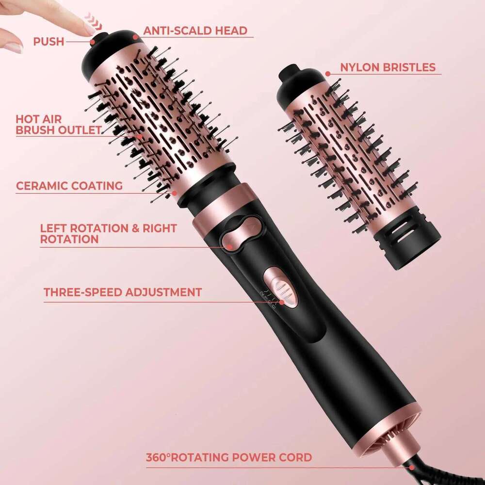 Hair Dryer 3-In-1 Round Spin Set 2 Detachable Auto Rotating Curling Brush Hot Air Styler