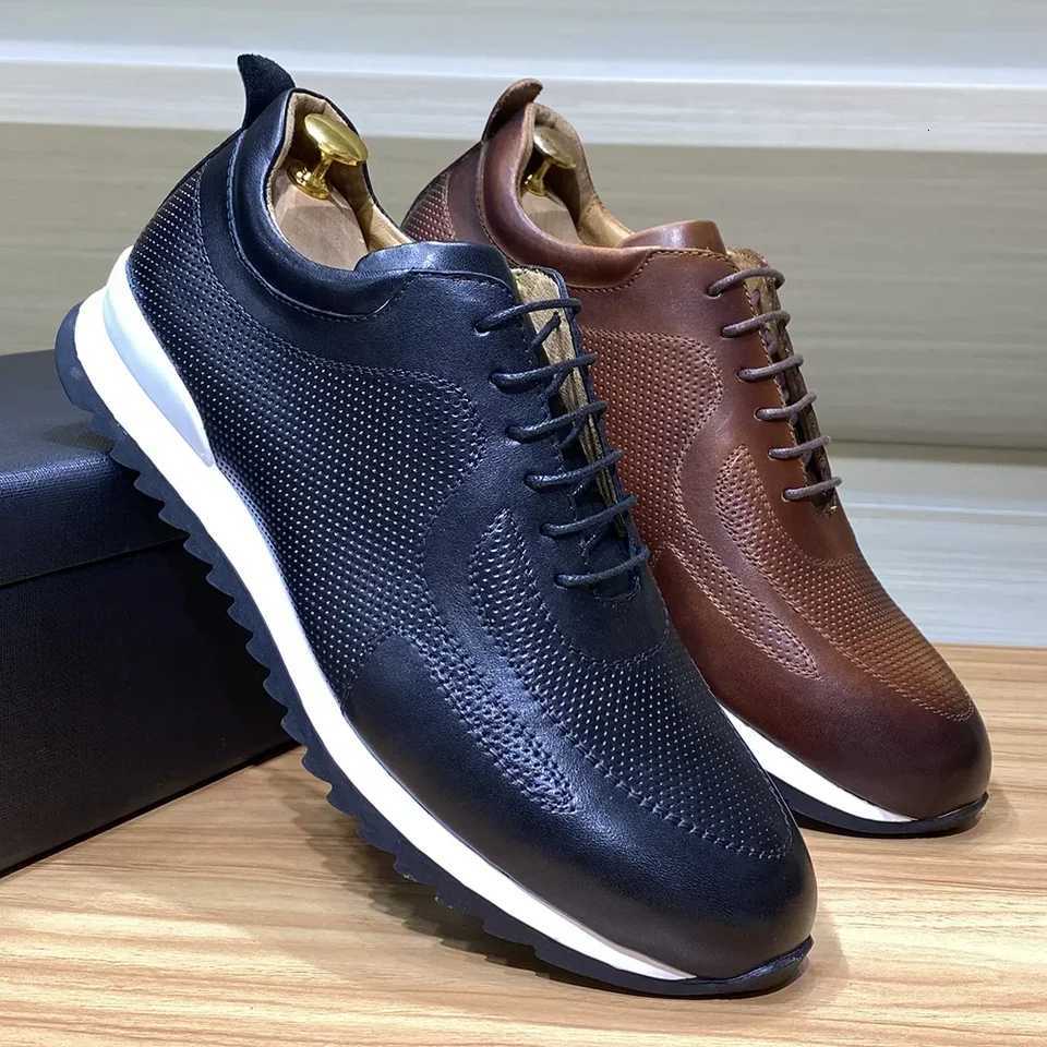Luxury Mens Genuine Leather Sneakers Lace-Up Comfortable Oxford Classic Casual Shoes for Men Outdoor Street Travel Flat Footwear W250716