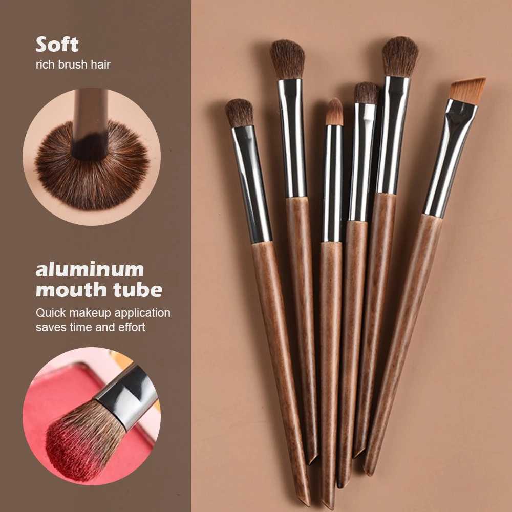 6pcs Soft Horse Hair Eye Makeup Brush Set - Complete Eyeshadow/Blending/Brow/Lip Brush ToolsXJ2500716
