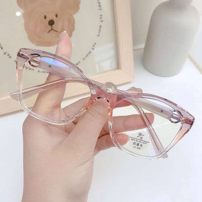 Cat Eye Glasses Women Anti-blue Eyewear New Fashion Polygon Ultra Light TR90 Transparent Optical Prescription Eyeglasses
