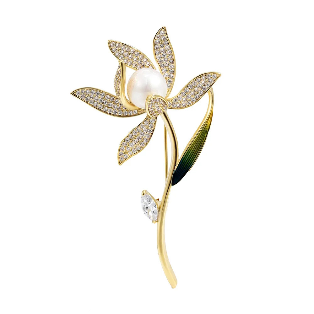 SUYU Fashionable Narcissus Corsage Copper Micro Inlaid Plant Brooch Womens Clothing Accessories 250712
