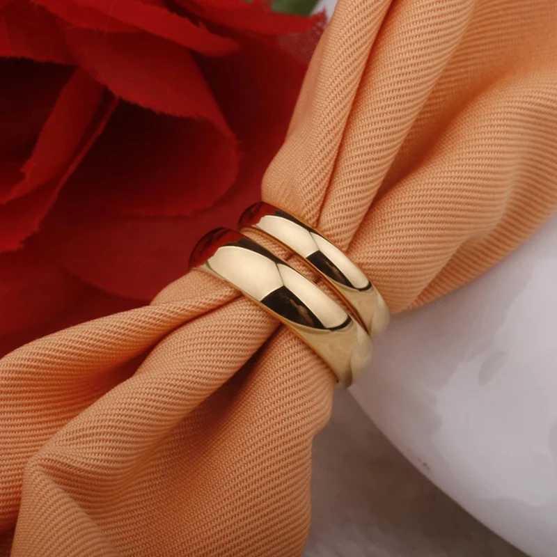 Letdiffery Simple 2/4/6/8mm Stainless Steel Wedding Rings Golden Smooth Women Men Couple Ring Fashion Jewelry S250716