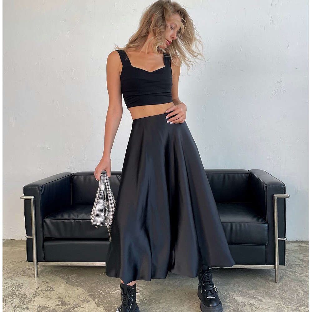Bright Color Midi Spring Summer Ins Fashion Trend Party High Waist Balloon Flower Bud Skirt B5